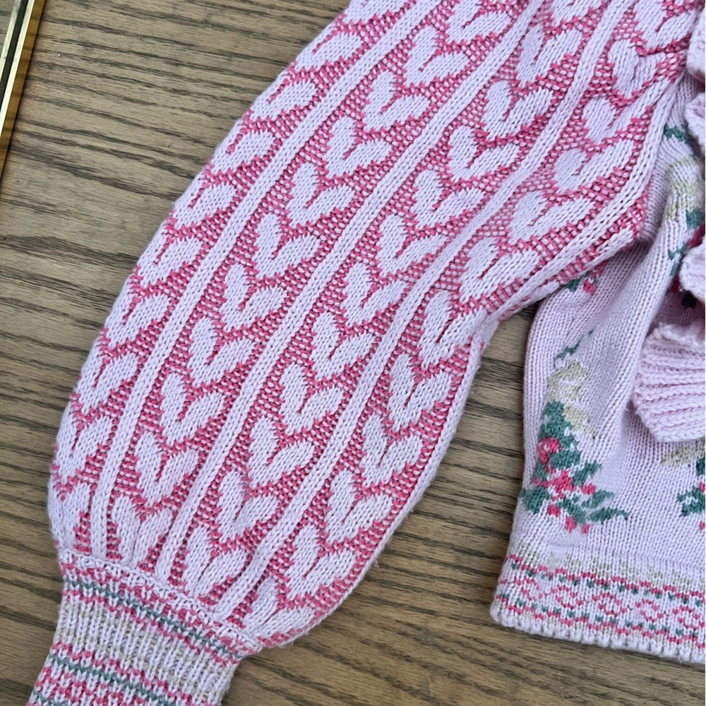 LoveShackFancy Pink and Green Knit Sweater - Picture 3 of 7